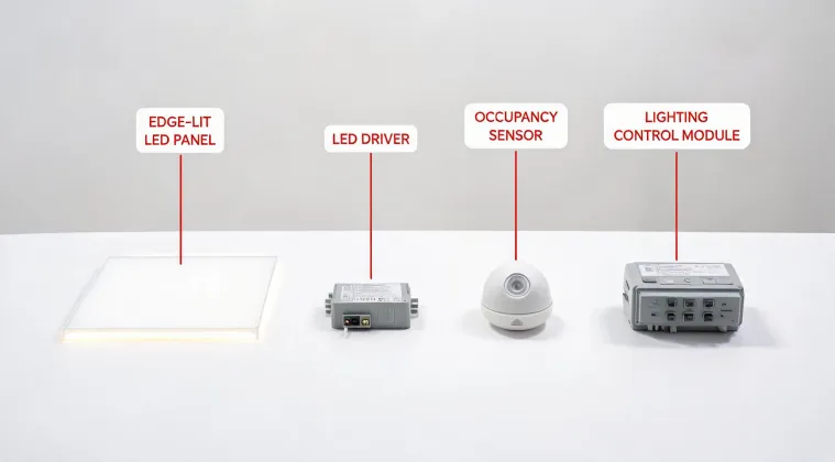 edge lit LED panel and controls hardware